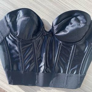 Black silky corset top